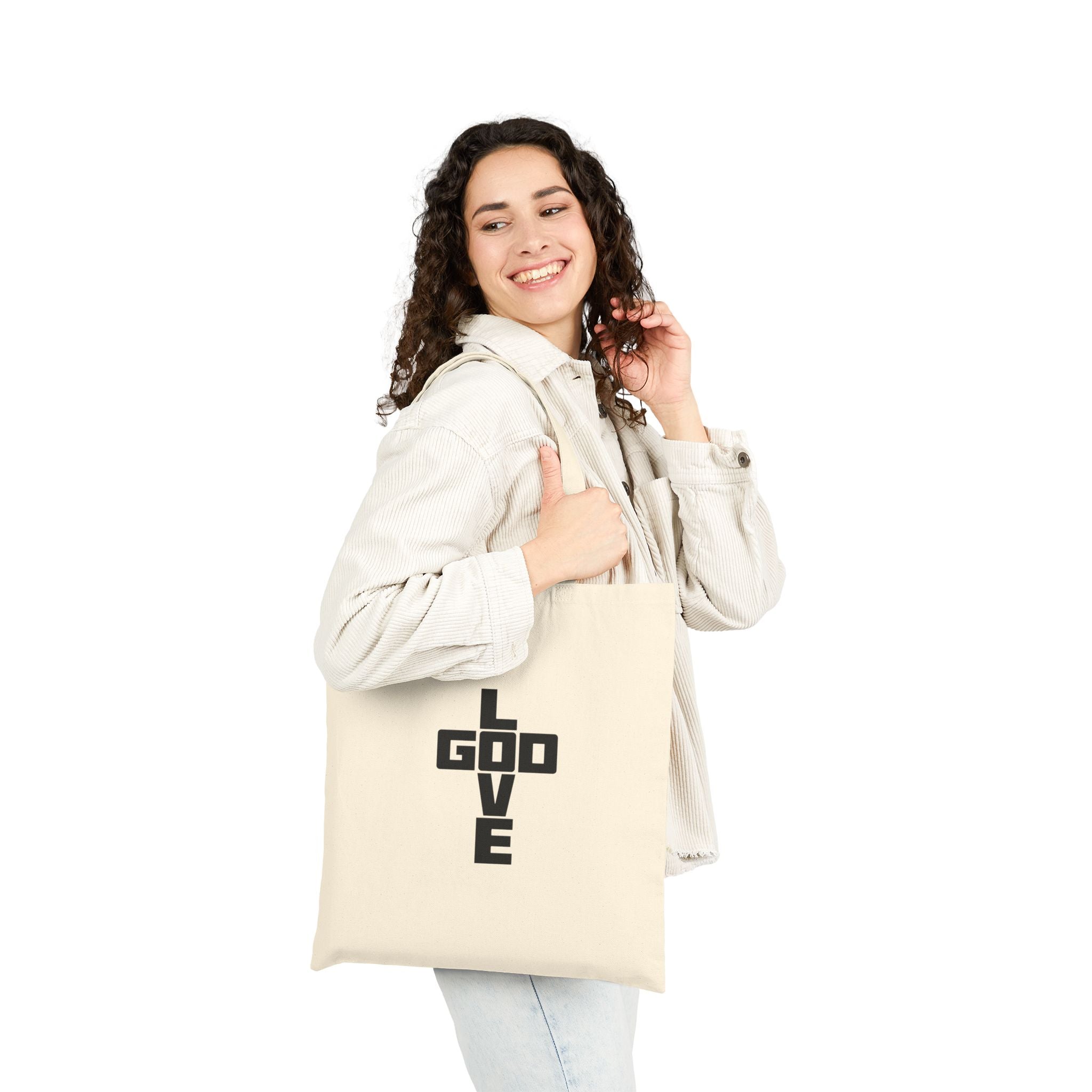 Love God Christian Tote Bag – Faith Canvas Grocery/Everyday Tote