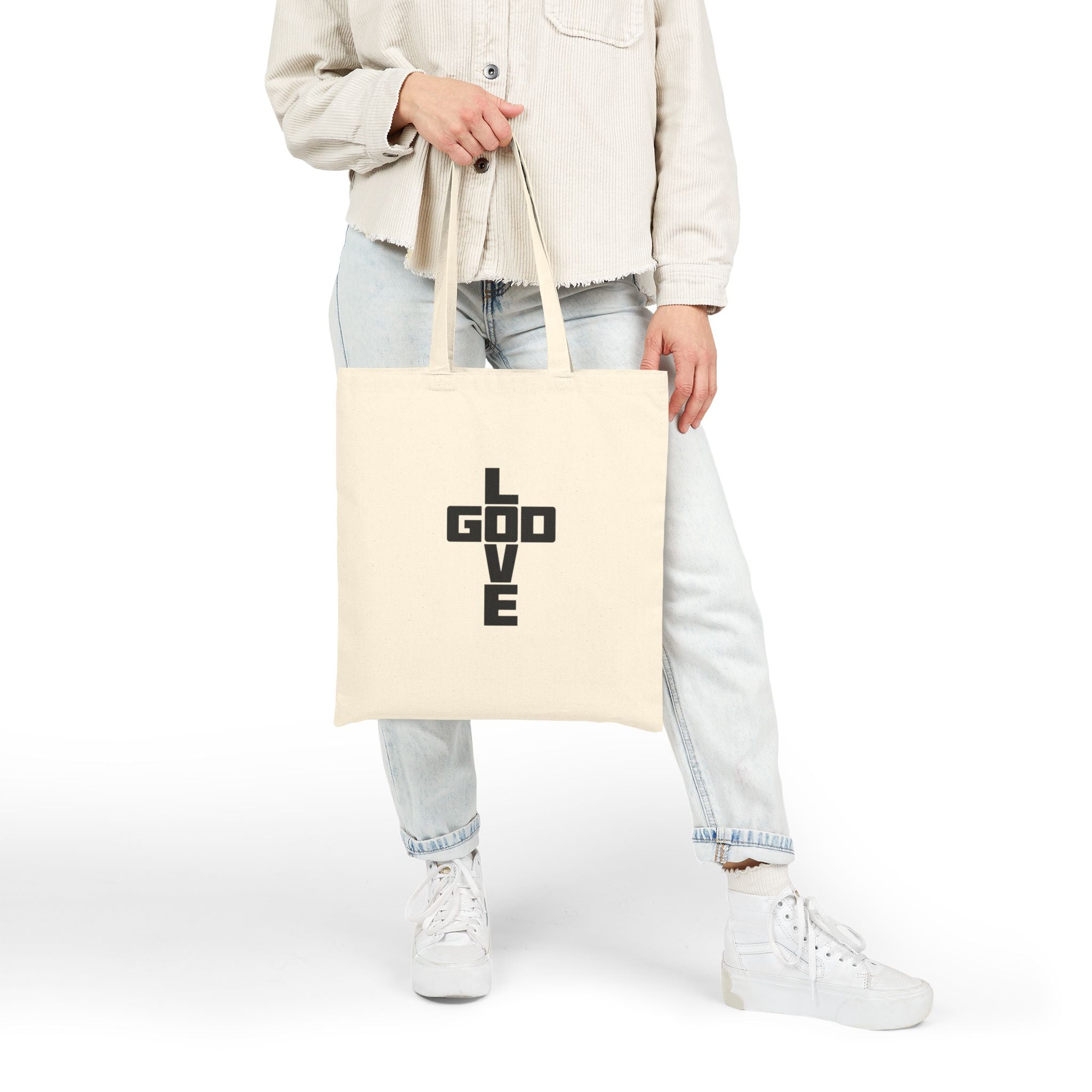 Love God Christian Tote Bag – Faith Canvas Grocery/Everyday Tote